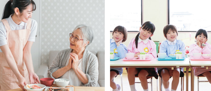 介護の様子/子供たち