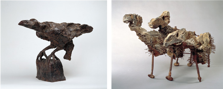 世田谷美術館_ムスタファ・ディメ《空想の動物たち_柳原義達《道標・鴉》