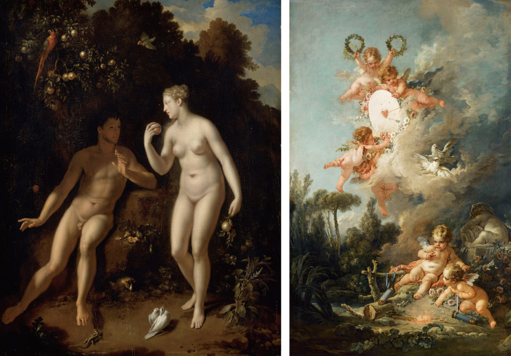 国立新美術館_ルーヴル美術館展　愛を描く」_《善悪の知識の木のそばのアダムとエバ》_《アモルの標的》